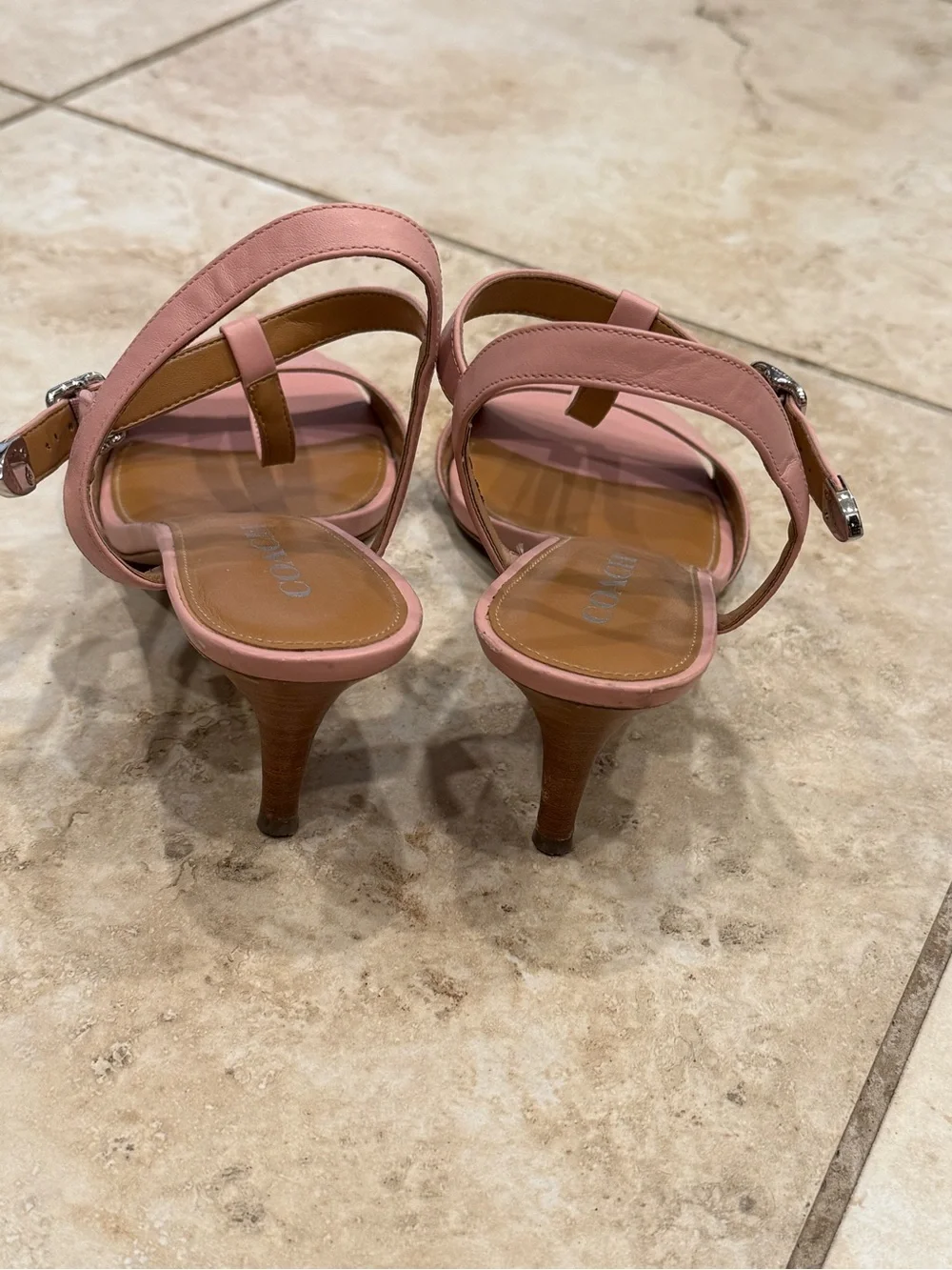 Coach Pink Leather T-Strap Mid-Heels